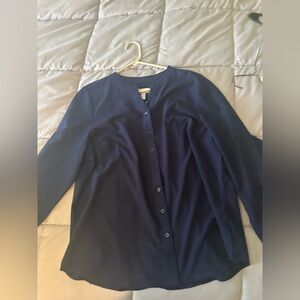 Denim&Co Dark Blue Button-Down Shirt